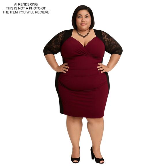 Kiyonna Dress Bodycon Lace Whimsigoth Vampire Romantic Witchy Black Red 4 4X - Picture 13 of 14